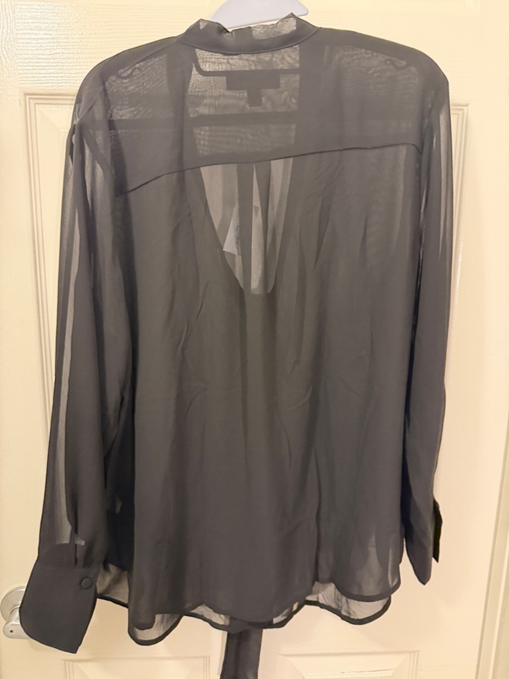 Banana Republic Black Sheer Tie-Neck Blouse - Picture 3 of 3